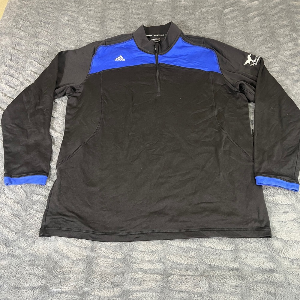Adidas Mens ClimaWarm+ 1/4 Zip Golf Pullover Black Blue Large The Ranch CC Logo